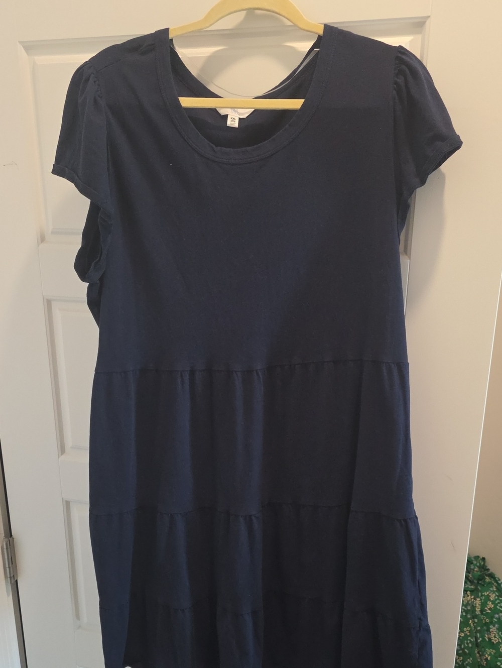 Time and Tru Navy Tiered Short-Sleeve Midi Dress